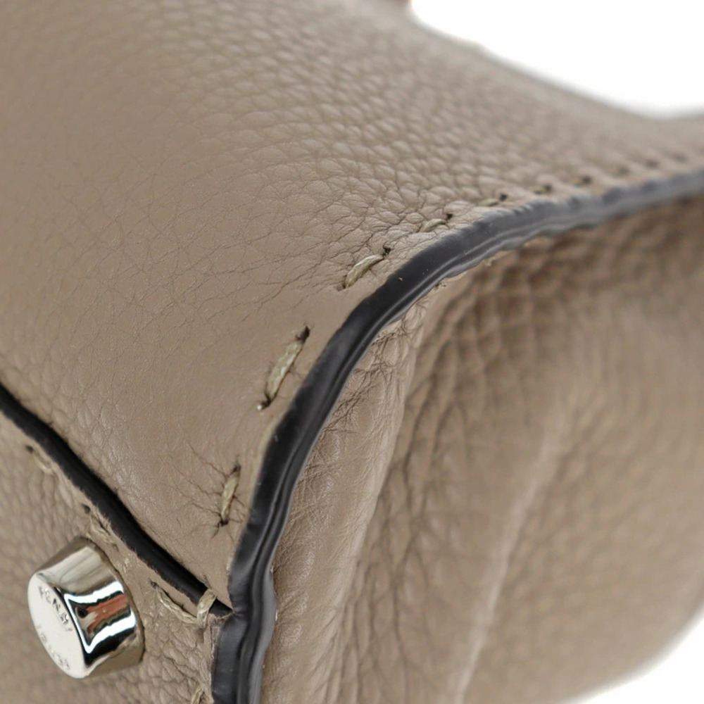 FENDI Peekaboo Regular Selleria Crossbody Shoulder Bag Handbag Gray Beige - Picture 9 of 11